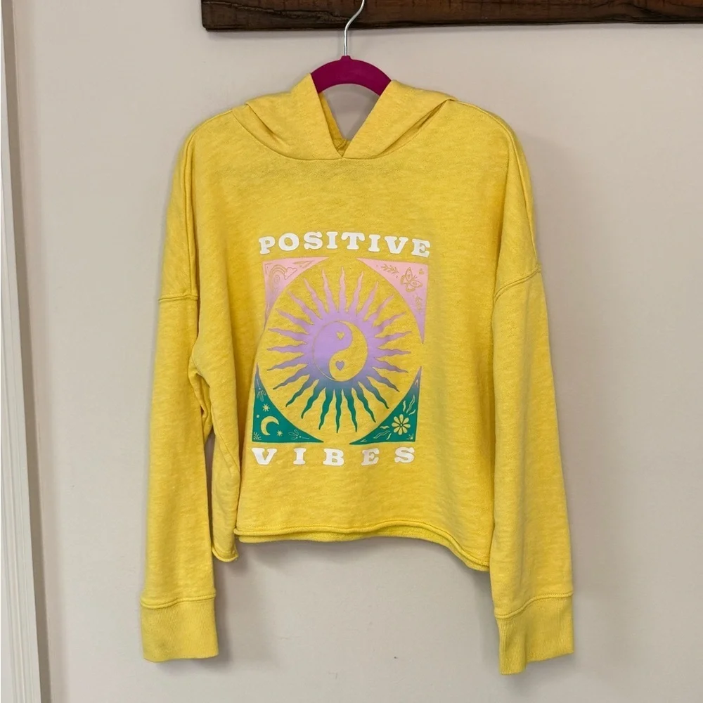 Old Navy: Girls Light Weight Cropped Hoodie, Positive Vibes, XL (14-16)